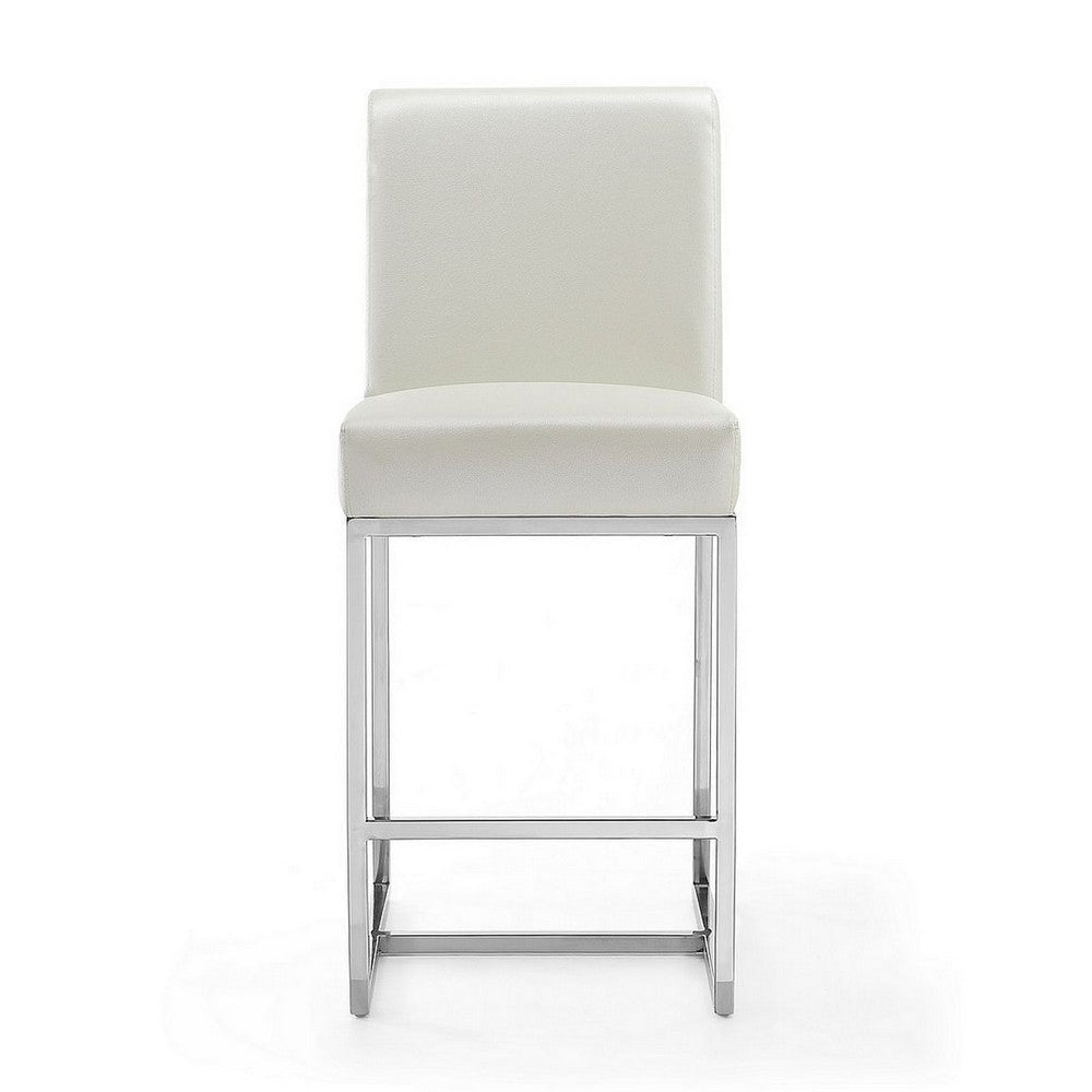 Element 37.2 in. Pearl White and Polished Chrome Stainless Steel Counter Height Bar Stool MHC-CS003-PW