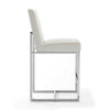 Element 37.2 in. Pearl White and Polished Chrome Stainless Steel Counter Height Bar Stool MHC-CS003-PW