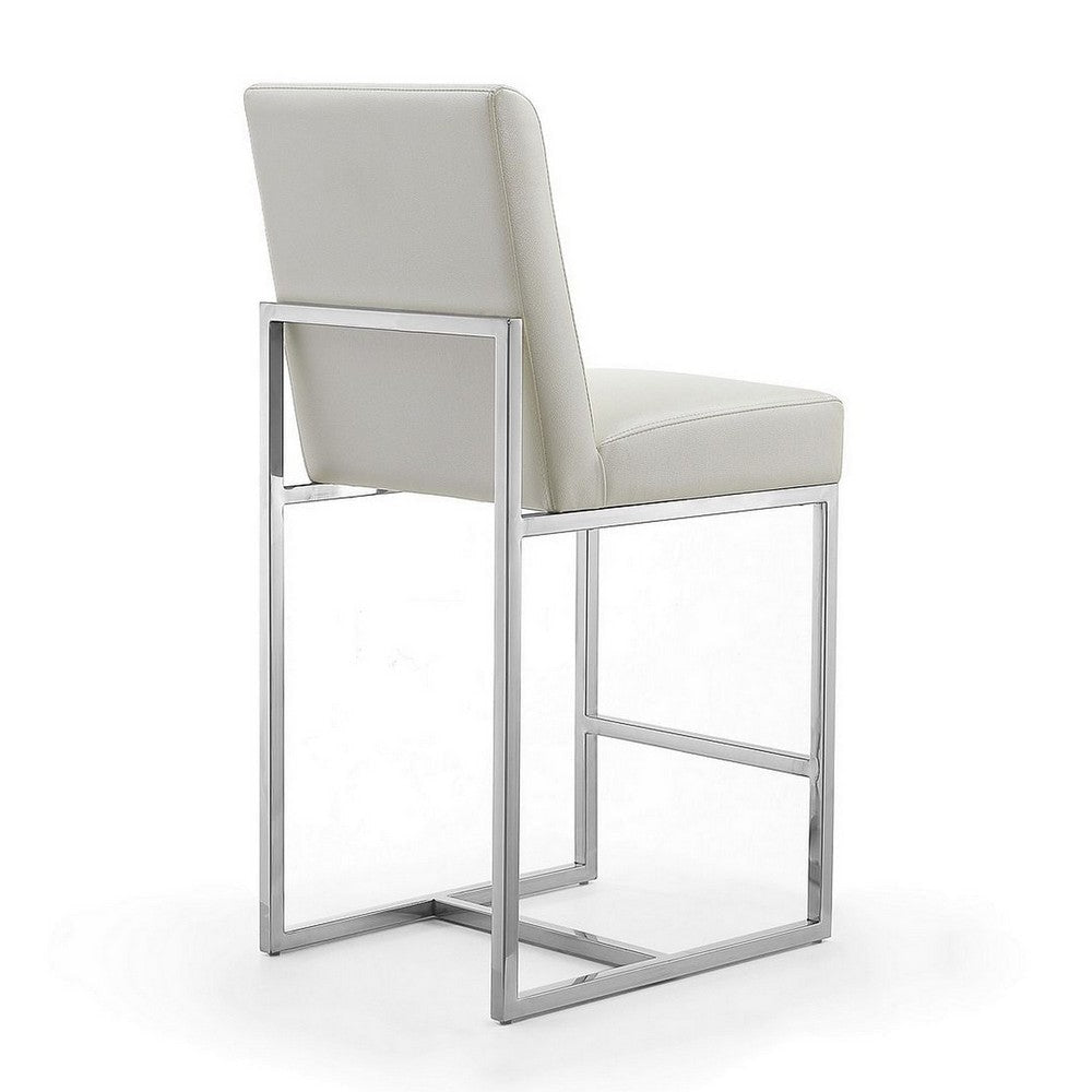 Element 37.2 in. Pearl White and Polished Chrome Stainless Steel Counter Height Bar Stool MHC-CS003-PW