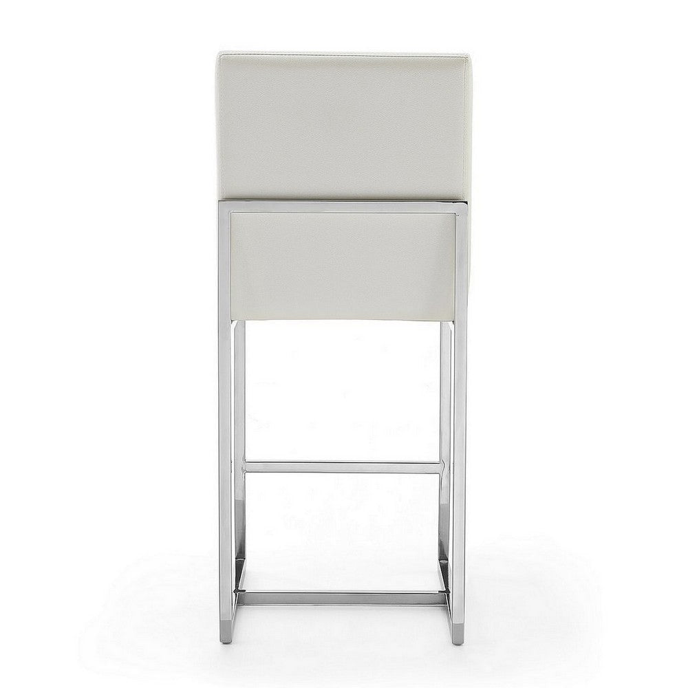 Element 37.2 in. Pearl White and Polished Chrome Stainless Steel Counter Height Bar Stool MHC-CS003-PW