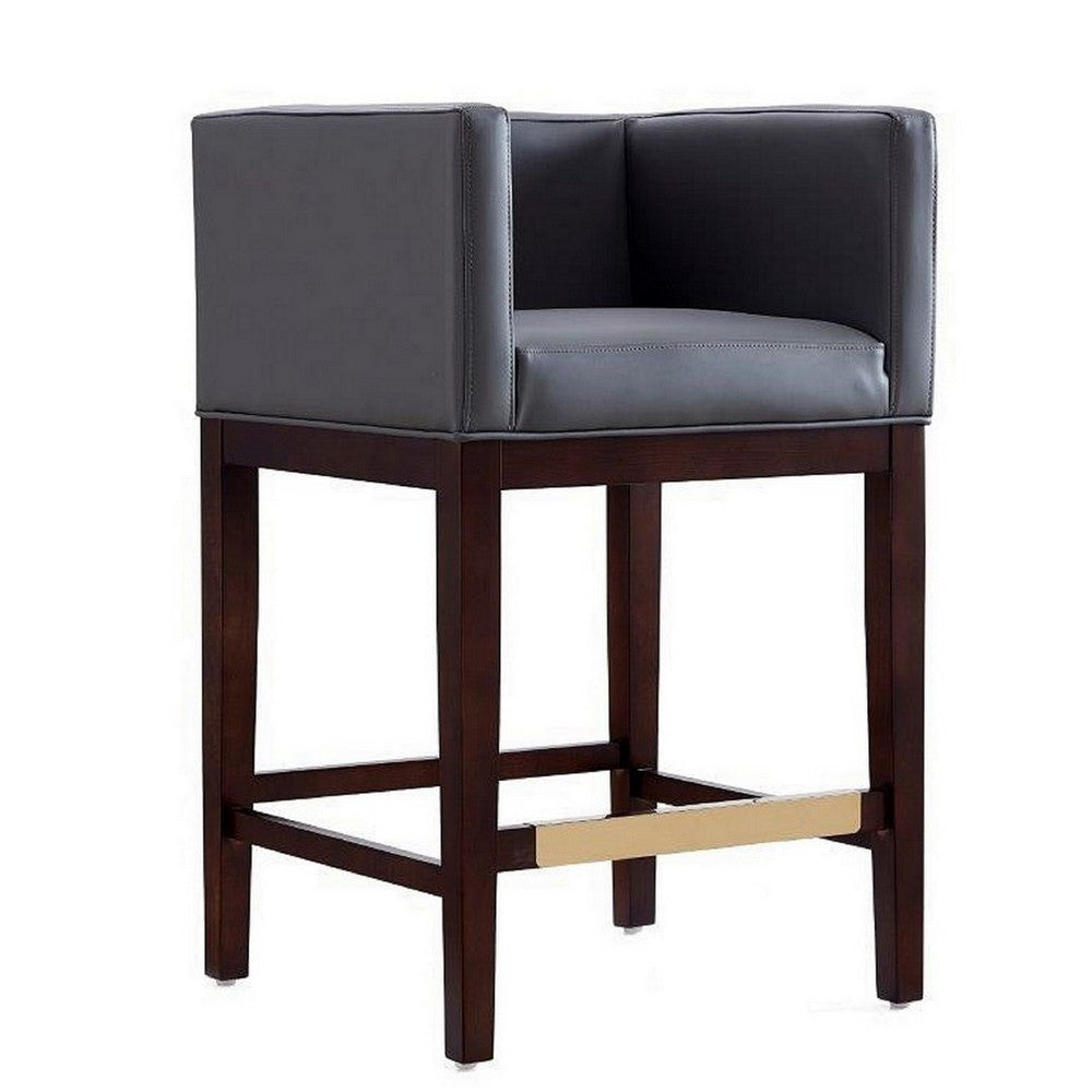 Kingsley 34 in. Grey and Dark Walnut Beech Wood Counter Height Bar Stool