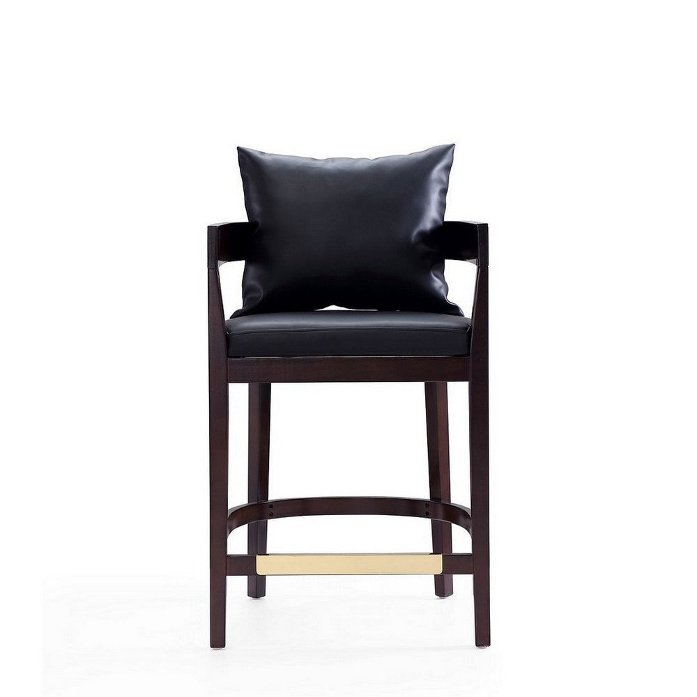 Ritz 34 in. Black and Dark Walnut Beech Wood Counter Height Bar Stool MHC-CS006-BK