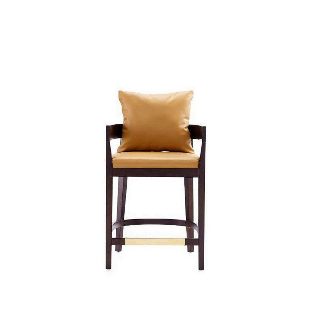 Ritz 34 in. Camel and Dark Walnut Beech Wood Counter Height Bar Stool
