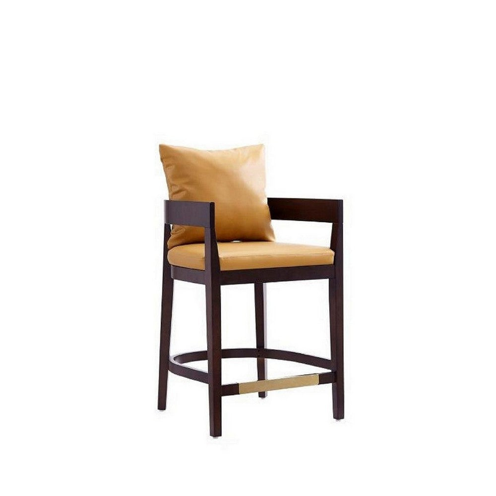 Ritz 34 in. Camel and Dark Walnut Beech Wood Counter Height Bar Stool MHC-CS006-CL