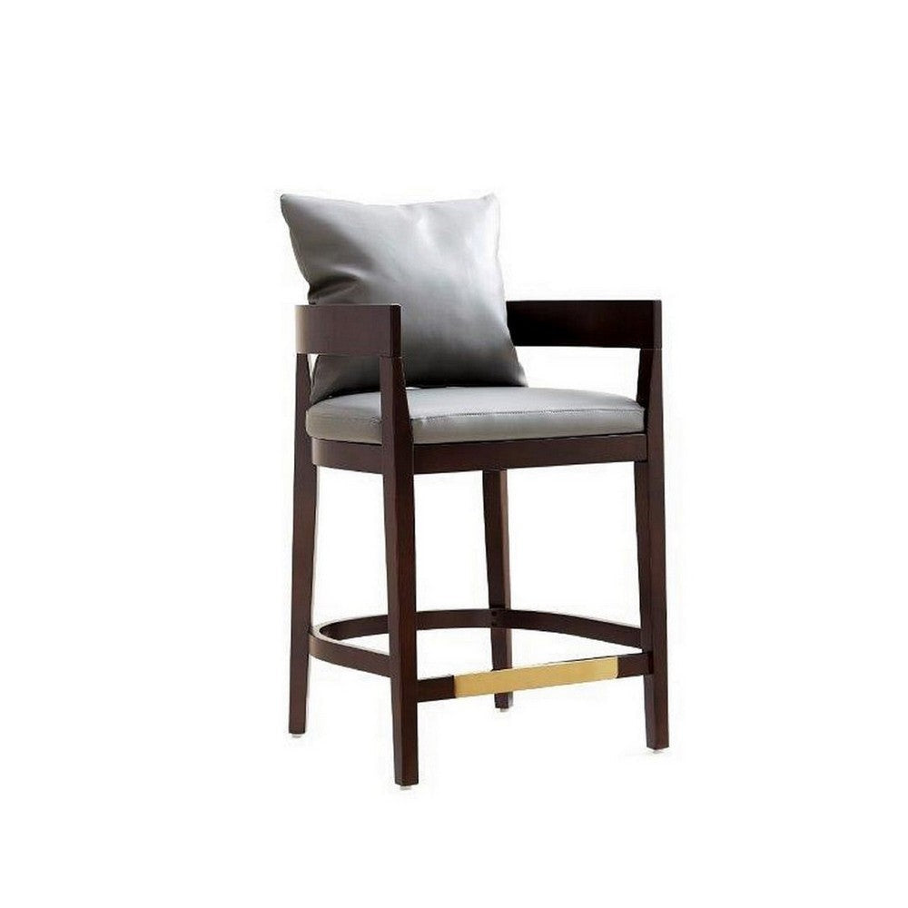 Ritz 34 in. Grey and Dark Walnut Beech Wood Counter Height Bar Stool MHC-CS006-GY