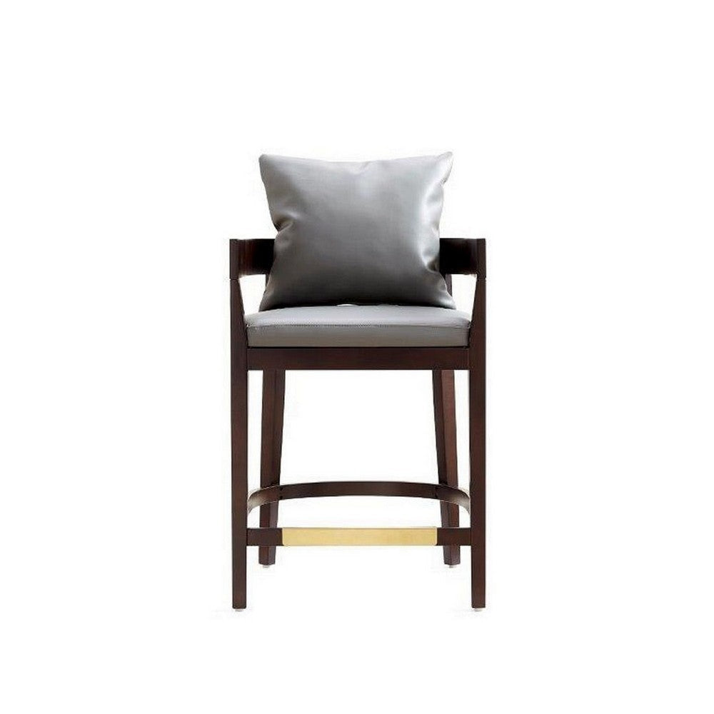 Ritz 34 in. Grey and Dark Walnut Beech Wood Counter Height Bar Stool