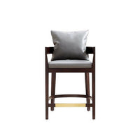 Ritz 34 in. Grey and Dark Walnut Beech Wood Counter Height Bar Stool