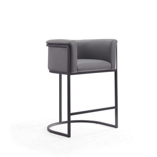 Cosmopolitan 33.8 in. Grey and Black Metal Counter Height Bar Stool