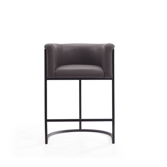 Cosmopolitan 33.8 in. Pebble and Black Metal Counter Height Bar Stool