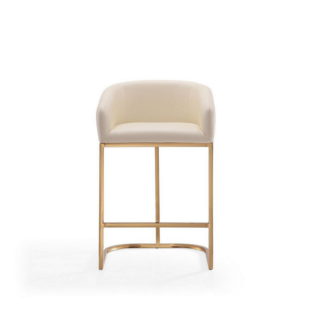 Louvre 36 in. Cream and Titanium Gold Stainless Steel Counter Height Bar Stool MHC-CS009-CR