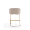 Louvre 36 in. Cream and Titanium Gold Stainless Steel Counter Height Bar Stool MHC-CS009-CR