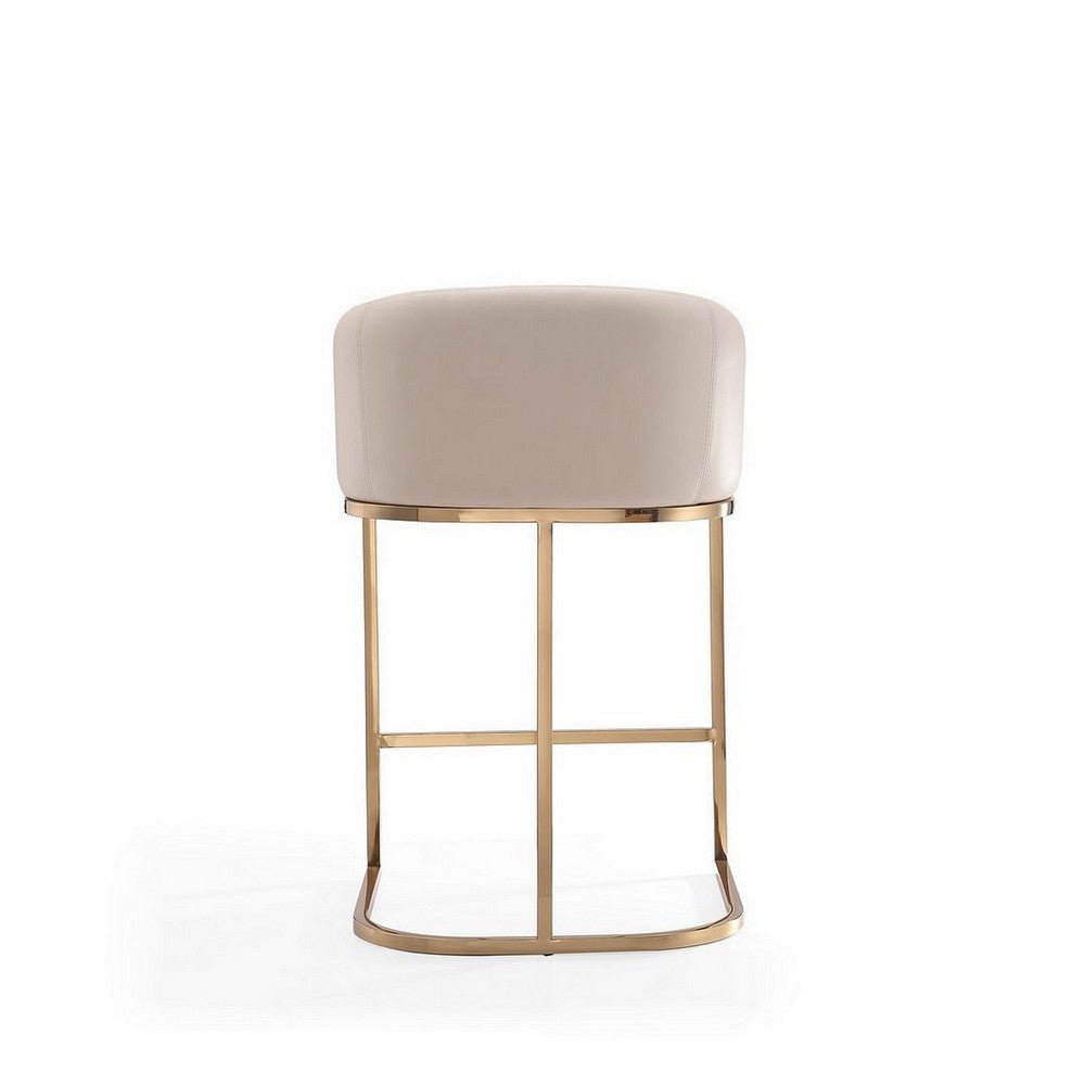 Louvre 36 in. Cream and Titanium Gold Stainless Steel Counter Height Bar Stool MHC-CS009-CR