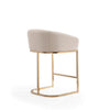 Louvre 36 in. Cream and Titanium Gold Stainless Steel Counter Height Bar Stool MHC-CS009-CR