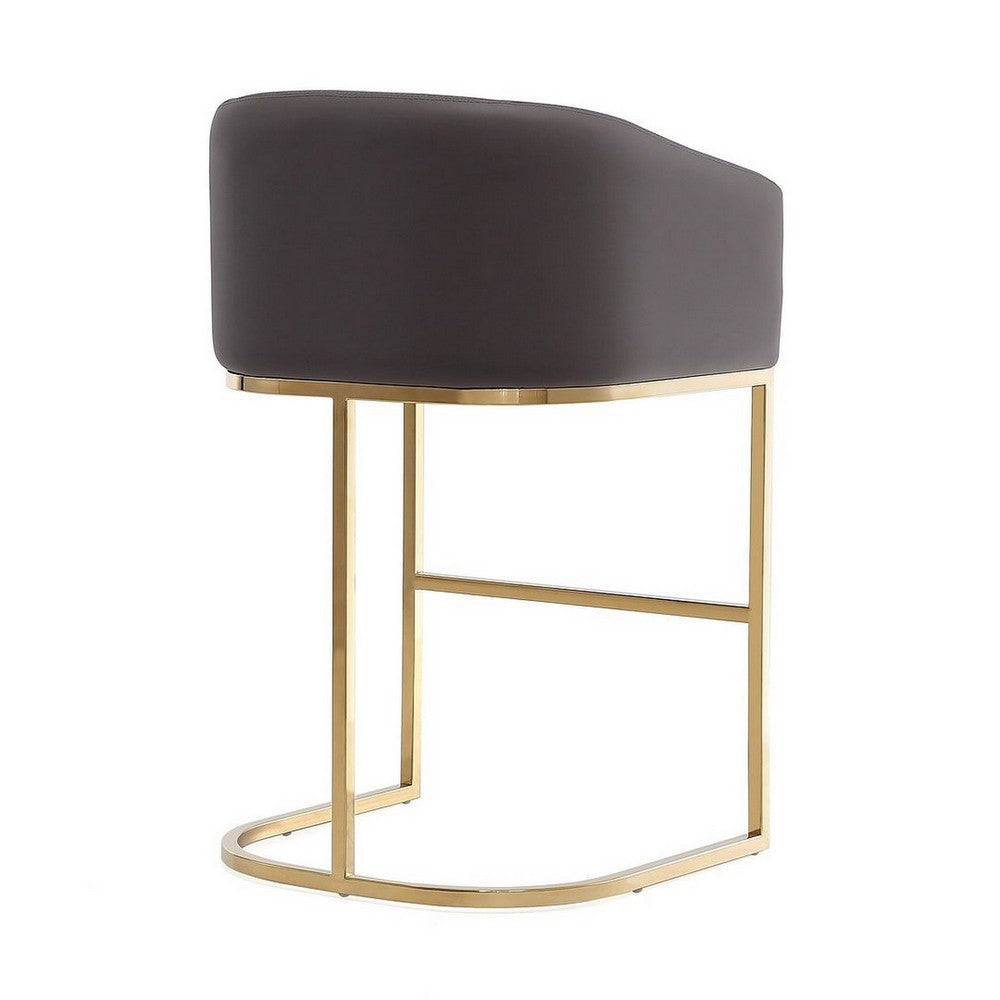 Louvre 36 in. Grey and Titanium Gold Stainless Steel Counter Height Bar Stool MHC-CS009-GY