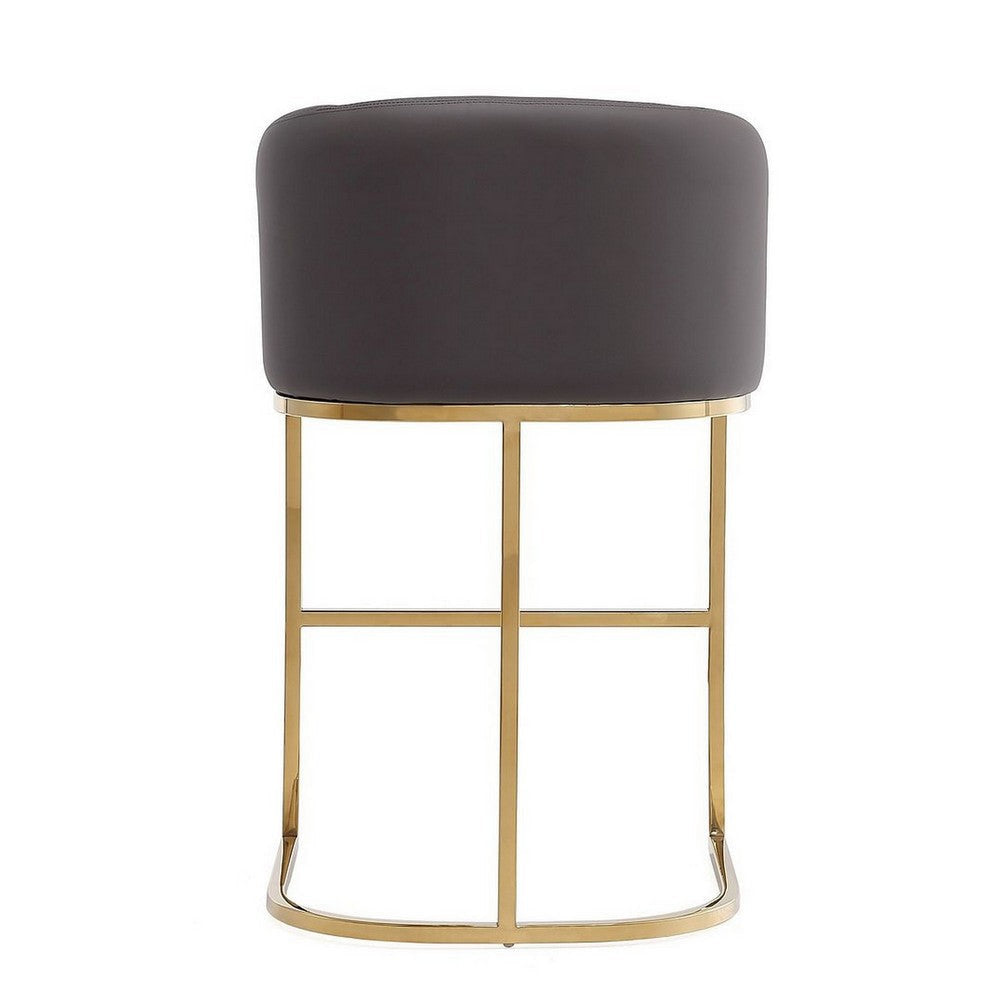 Louvre 36 in. Grey and Titanium Gold Stainless Steel Counter Height Bar Stool MHC-CS009-GY