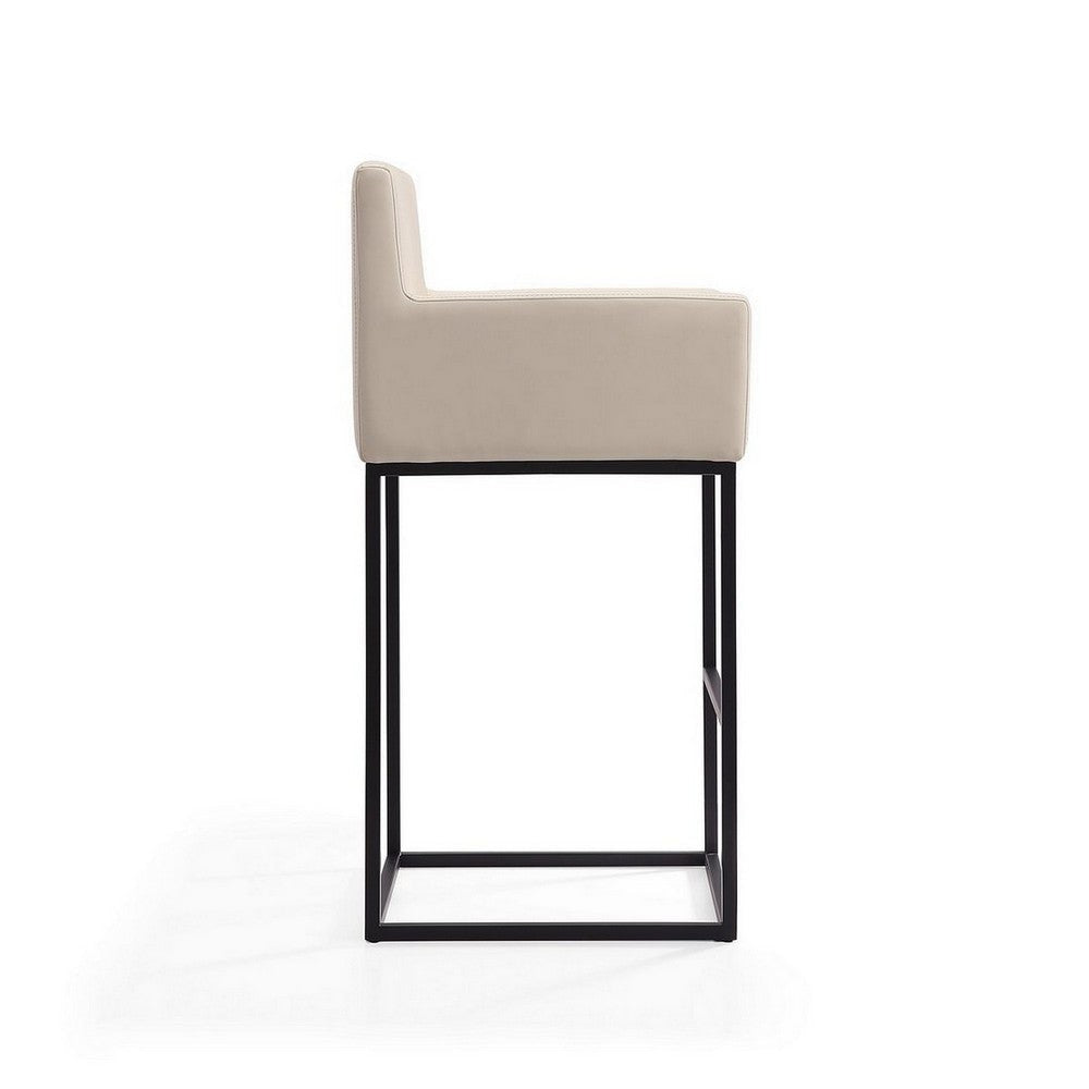 Ambassador 38 in. Cream and Black Metal Counter Height Bar Stool MHC-CS010-CR