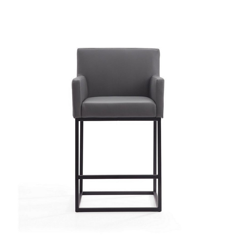Ambassador 38 in. Grey and Black Metal Counter Height Bar Stool MHC-CS010-GY