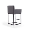 Ambassador 38 in. Grey and Black Metal Counter Height Bar Stool MHC-CS010-GY