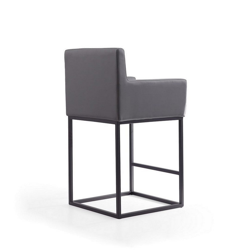 Ambassador 38 in. Grey and Black Metal Counter Height Bar Stool MHC-CS010-GY