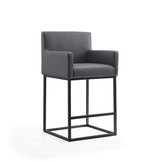Ambassador 38 in. Grey and Black Metal Counter Height Bar Stool