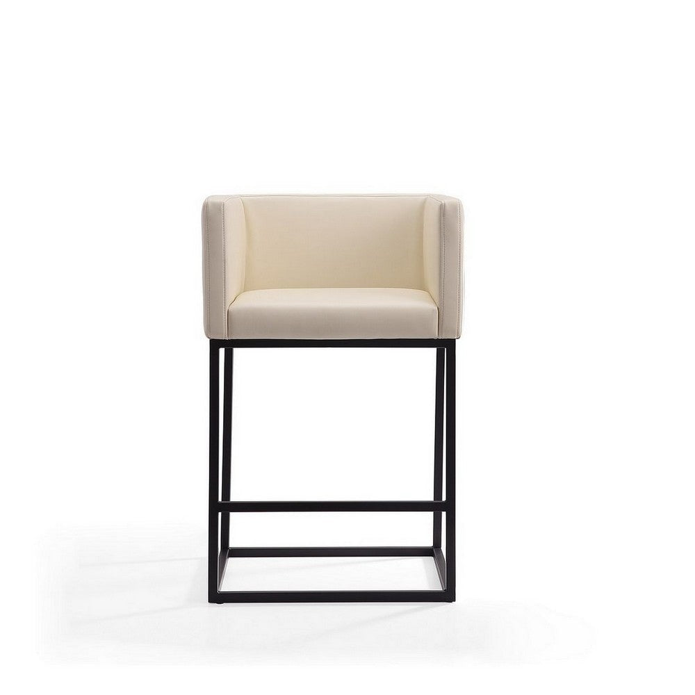 Embassy 34 in. Cream and Black Metal Counter Height Bar Stool MHC-CS011-CR