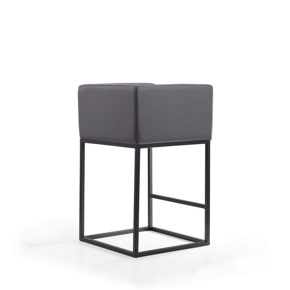 Embassy 34 in. Grey and Black Metal Counter Height Bar Stool MHC-CS011-GY