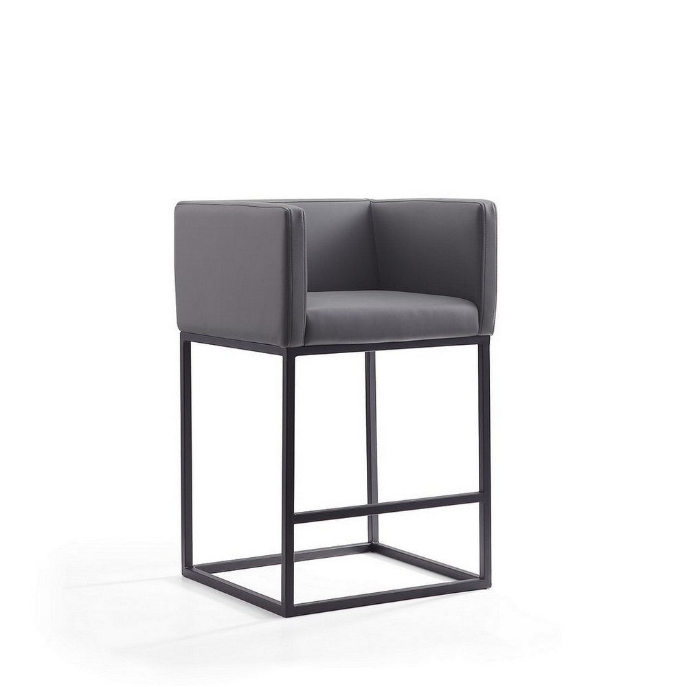 Embassy 34 in. Grey and Black Metal Counter Height Bar Stool