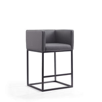 Embassy 34 in. Grey and Black Metal Counter Height Bar Stool
