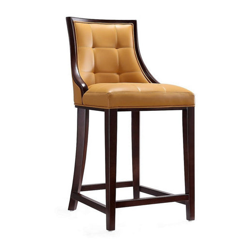 Fifth Ave 39.5 in. Camel and Dark Walnut Beech Wood Counter Height Bar Stool