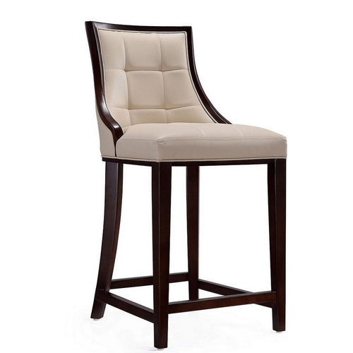 Fifth Ave 39.5 in. Cream and Dark Walnut Beech Wood Counter Height Bar Stool