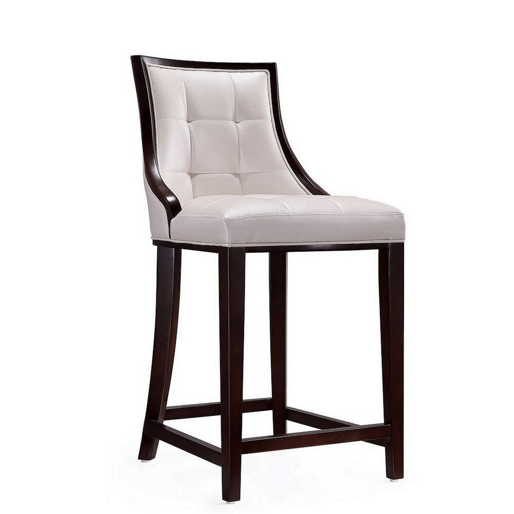 Fifth Ave 39.5 in. White and Walnut Beech Wood Counter Height Bar Stool