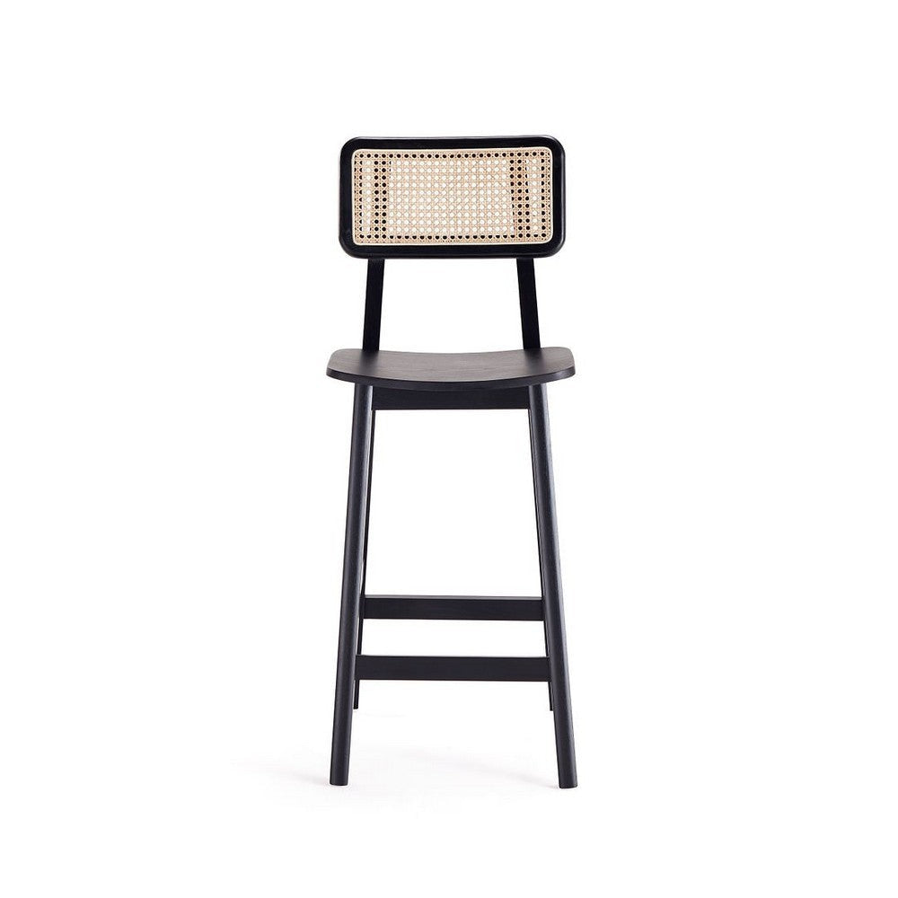 Versailles Counter Stool in Black and Natural Cane MHC-CSCA01-BK