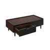 Duane Modern Ribbed Coffee Table with Drawer and Shelf in Dark Brown and Black MHC-CT-11GLF-BK