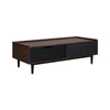 Duane Modern Ribbed Coffee Table with Drawer and Shelf in Dark Brown and Black MHC-CT-11GLF-BK