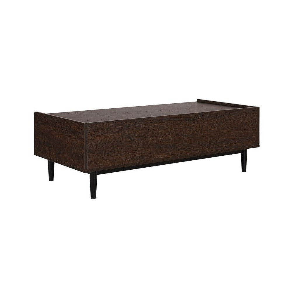 Duane Modern Ribbed Coffee Table with Drawer and Shelf in Dark Brown and Black MHC-CT-11GLF-BK