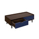 Duane Modern Ribbed Coffee Table with Drawer and Shelf in Dark Brown and Navy Blue MHC-CT-11GLF-NB