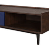 Duane Modern Ribbed Coffee Table with Drawer and Shelf in Dark Brown and Navy Blue MHC-CT-11GLF-NB