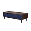 Duane Modern Ribbed Coffee Table with Drawer and Shelf in Dark Brown and Navy Blue MHC-CT-11GLF-NB