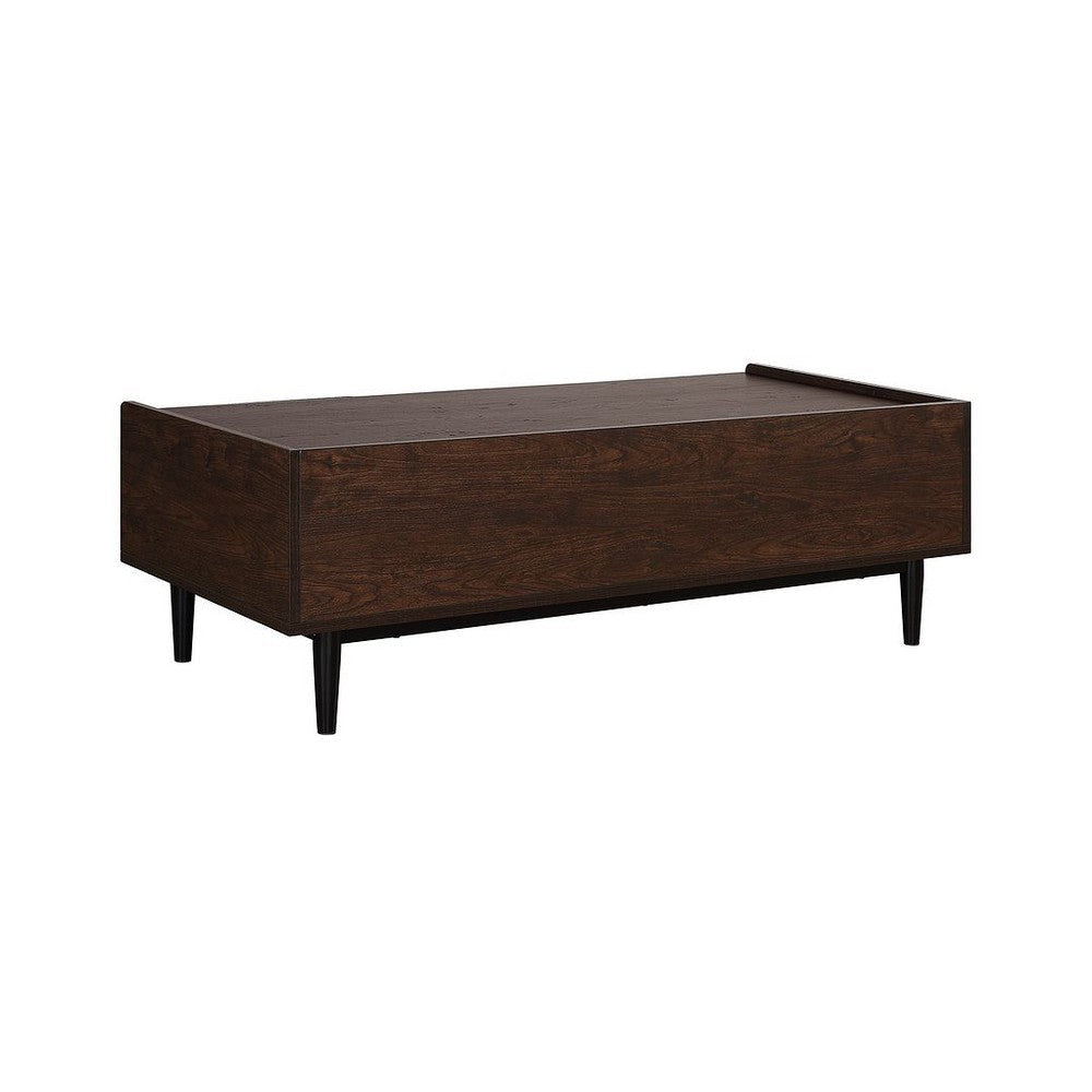 Duane Modern Ribbed Coffee Table with Drawer and Shelf in Dark Brown and Navy Blue MHC-CT-11GLF-NB