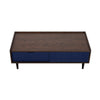 Duane Modern Ribbed Coffee Table with Drawer and Shelf in Dark Brown and Navy Blue MHC-CT-11GLF-NB