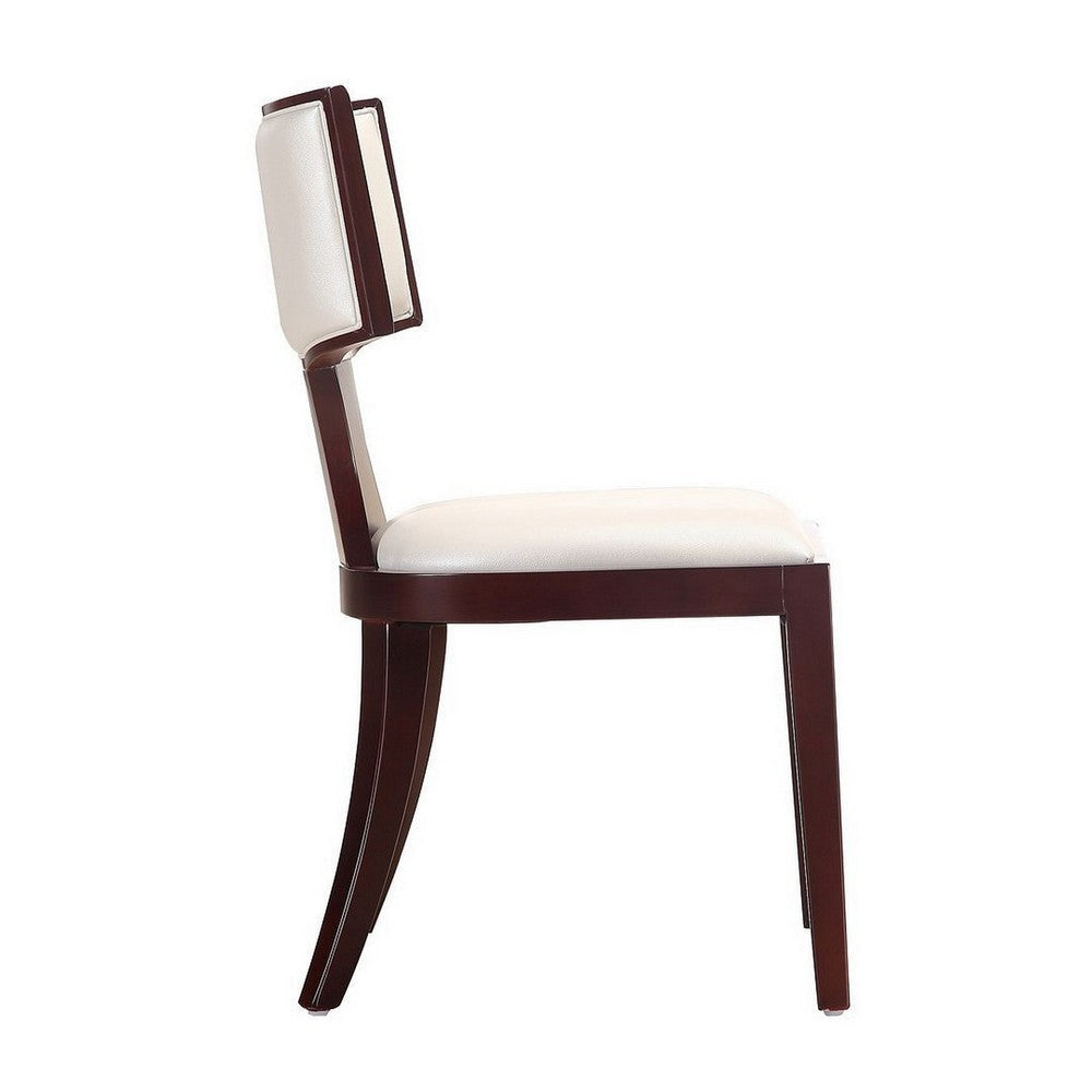 Pulitzer Pearl White and Walnut Faux Leather Dining Chair (Set of Two) MHC-DC001-PW