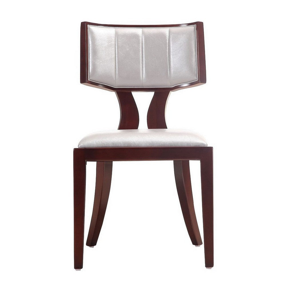 Pulitzer Silver and Walnut Faux Leather Dining Chair (Set of Two) MHC-DC001-SV