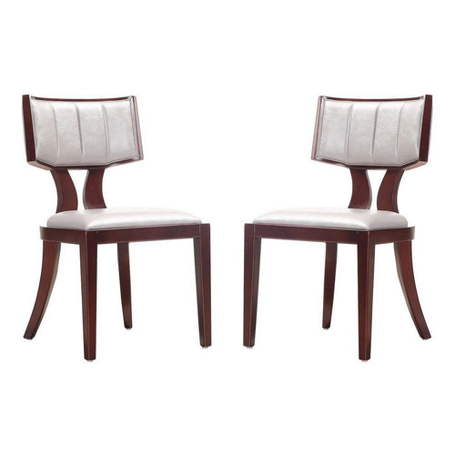 Pulitzer Silver and Walnut Faux Leather Dining Chair (Set of Two)