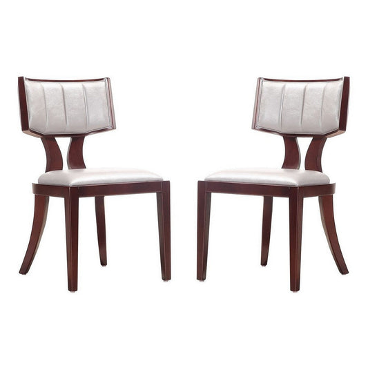 Pulitzer Silver and Walnut Faux Leather Dining Chair (Set of Two)