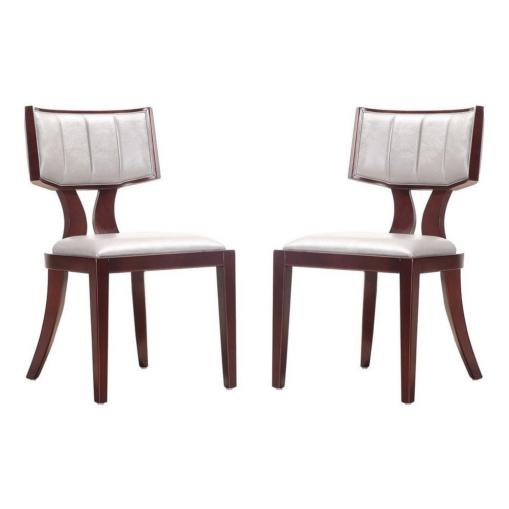 Pulitzer Silver and Walnut Faux Leather Dining Chair (Set of Two)