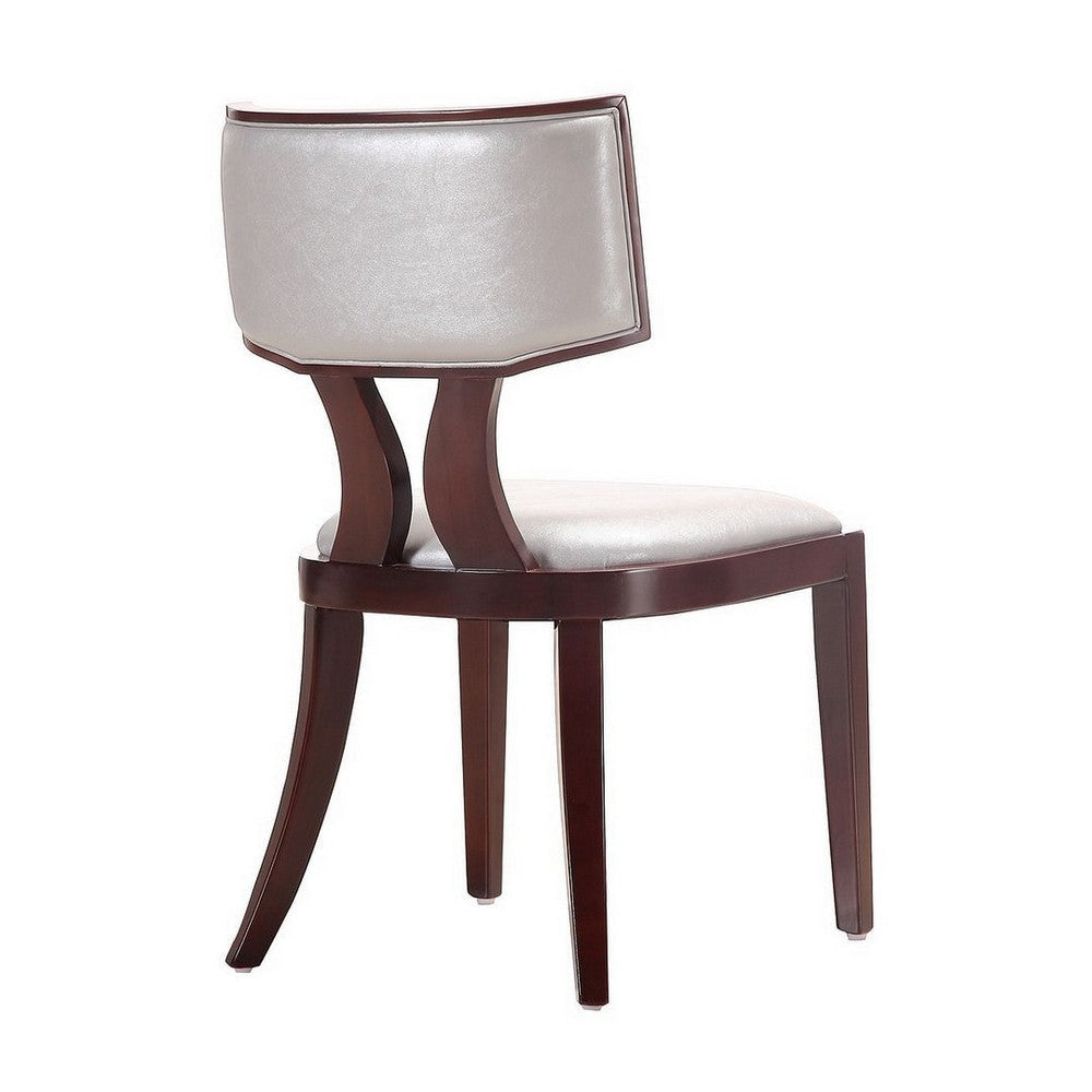 Pulitzer Silver and Walnut Faux Leather Dining Chair (Set of Two) MHC-DC001-SV