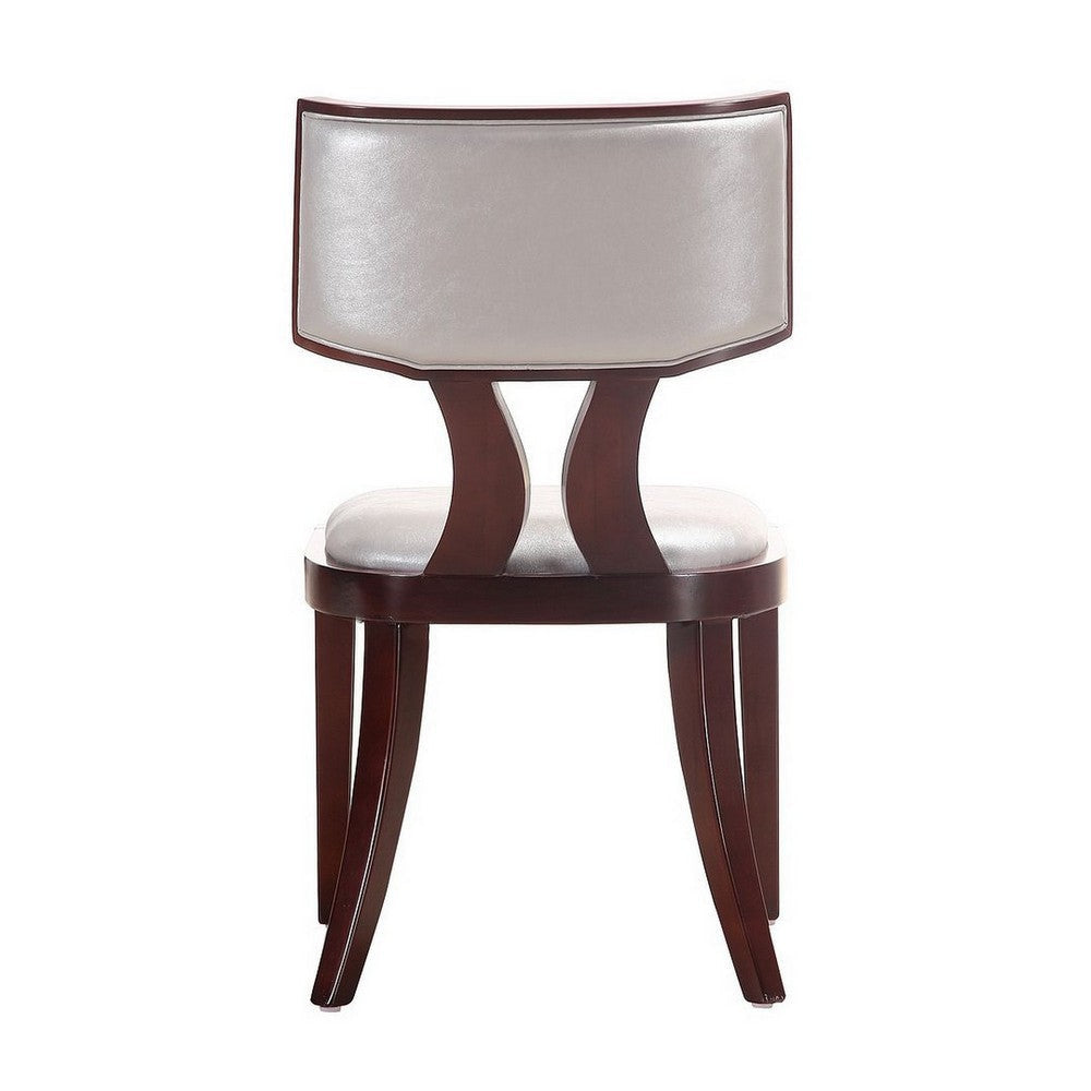 Pulitzer Silver and Walnut Faux Leather Dining Chair (Set of Two) MHC-DC001-SV