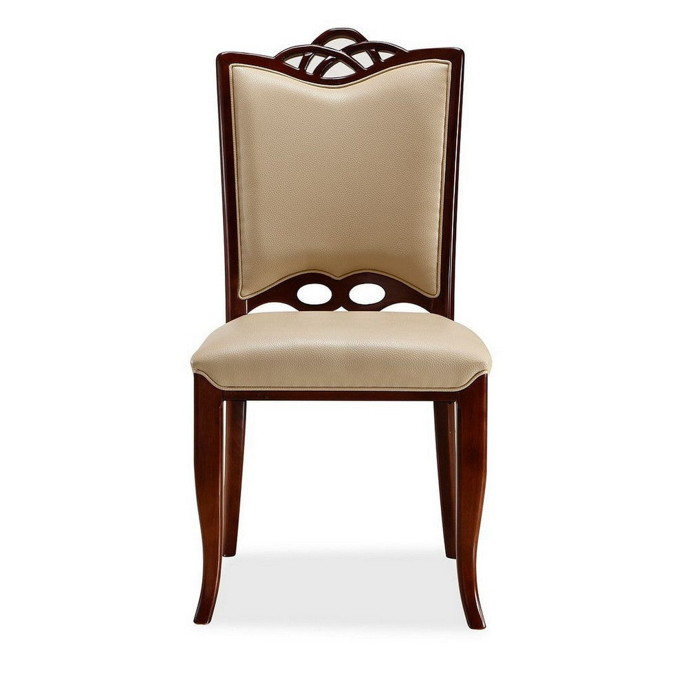 Regent Cream and Walnut Faux Leather Dining Chair (Set of Two) MHC-DC005-CR