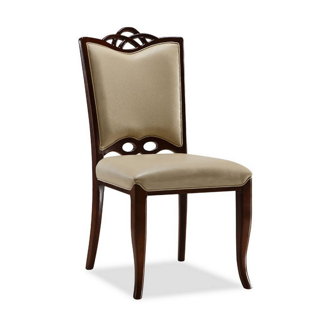 Regent Cream and Walnut Faux Leather Dining Chair (Set of Two) MHC-DC005-CR