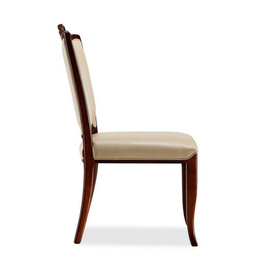 Regent Cream and Walnut Faux Leather Dining Chair (Set of Two) MHC-DC005-CR